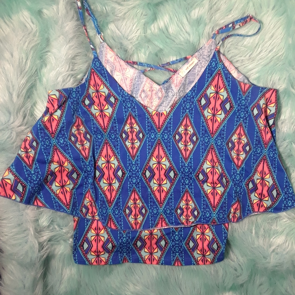 Large Self Esteem Flounce Swim Crop Top L
